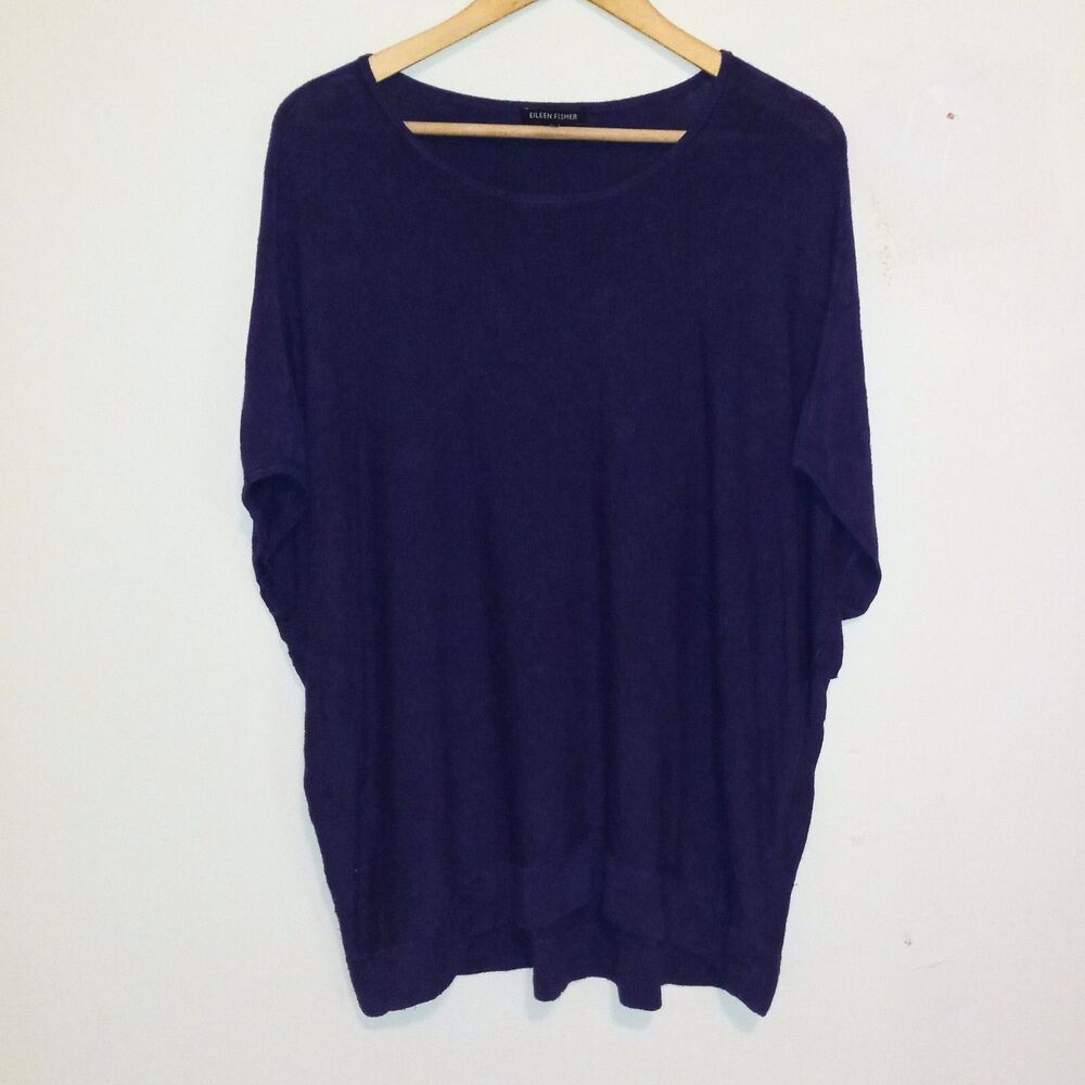 Eileen Fisher Oversized Knit Top-Small-Dolman Short Sleeve-Boxy Fit-Italian Yarn